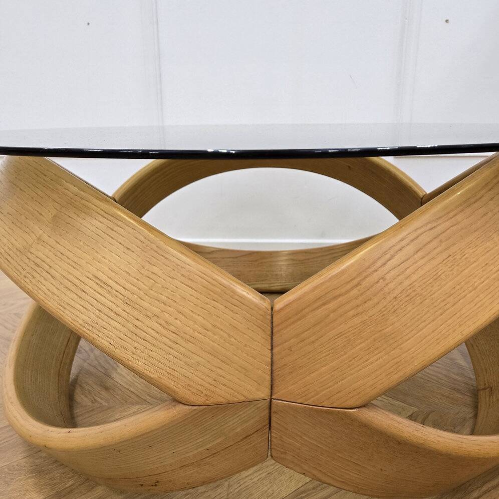 Vintage round wooden coffee table