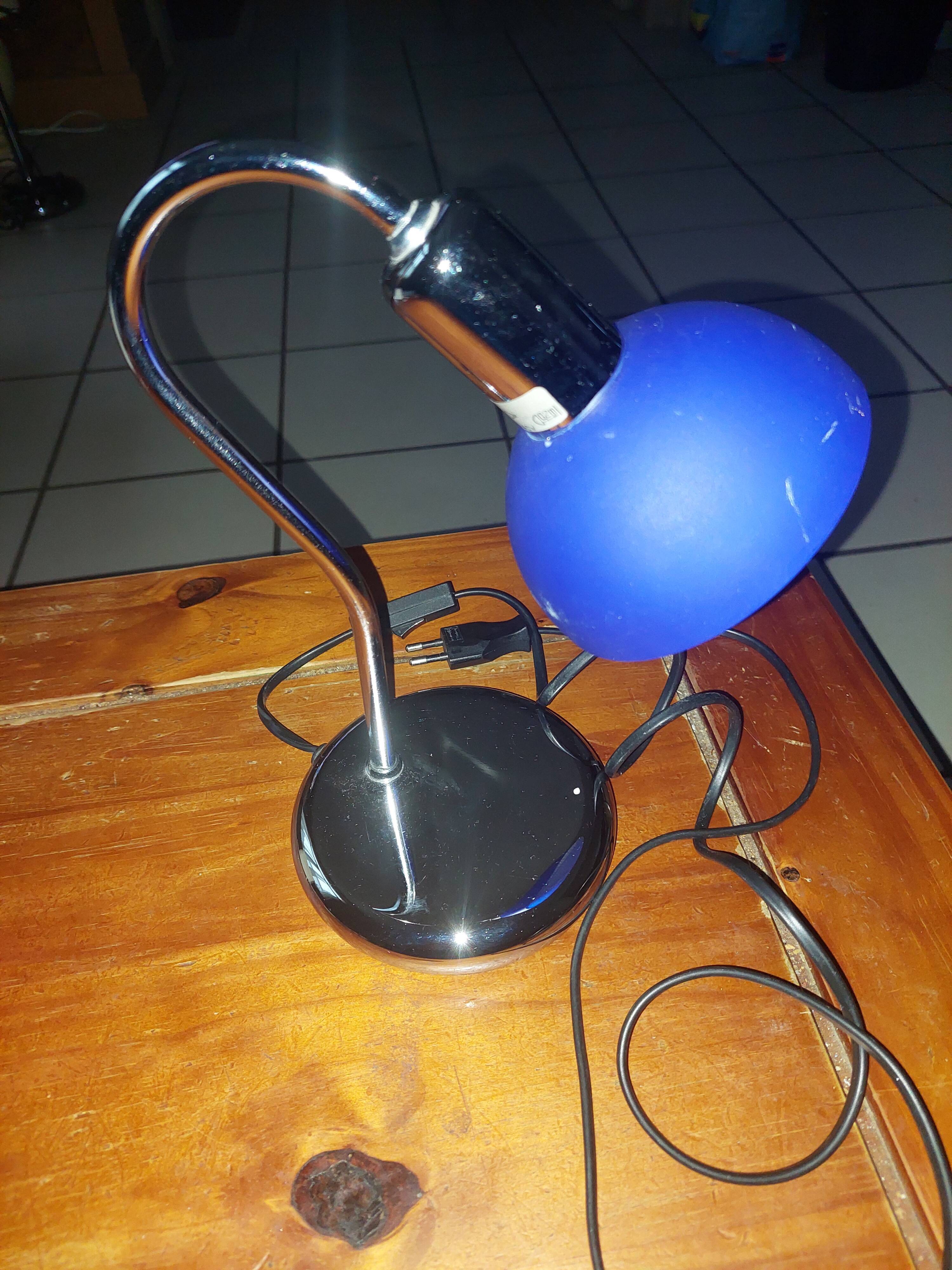 Table lamp chromed metal and glass globe used