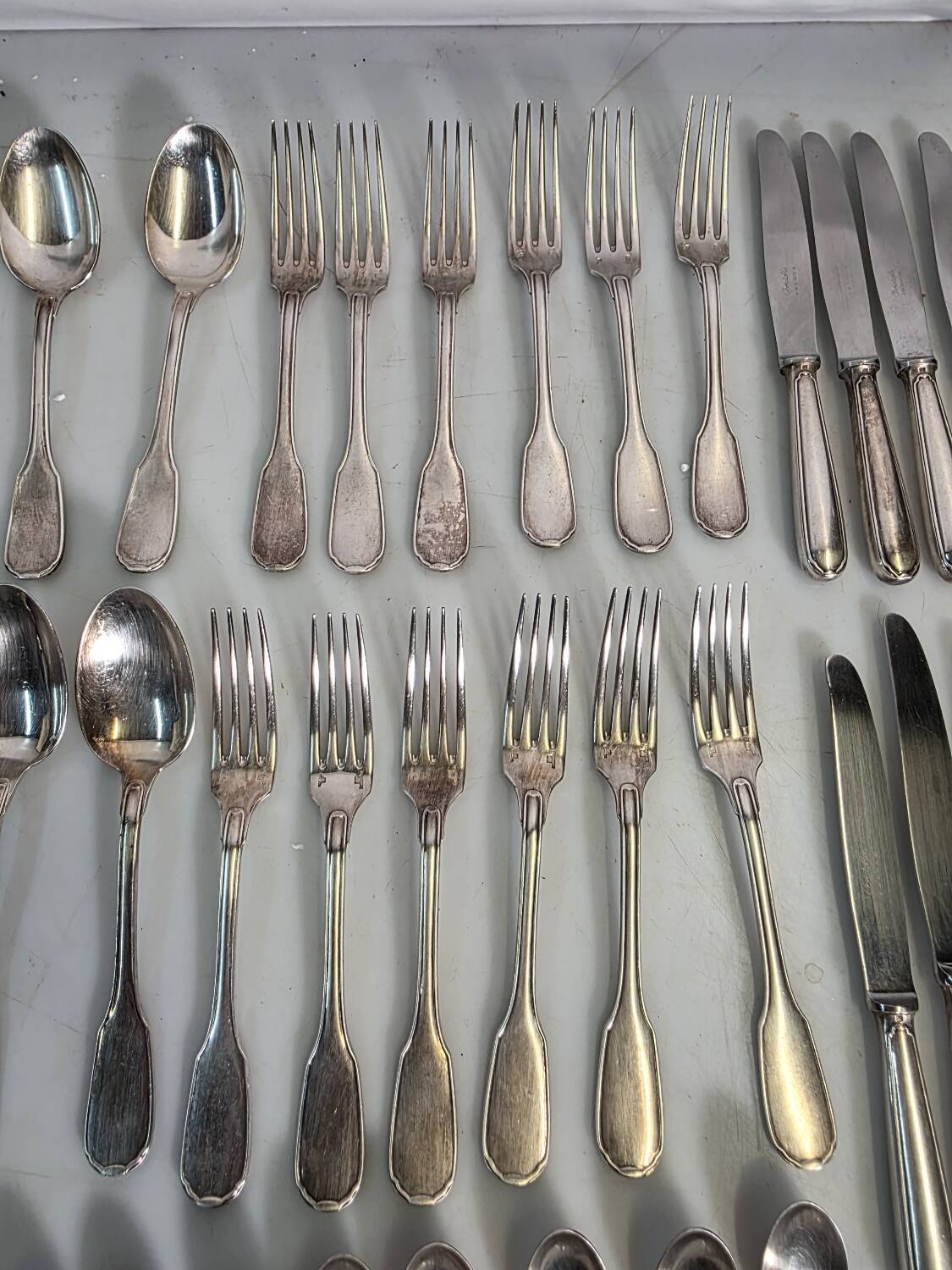Christofle silver-plated cutlery set, 49 pieces with case.