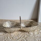 Woven silver-plated metal basket