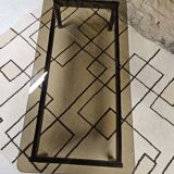Table basse bois verre fumé vintage 1970"