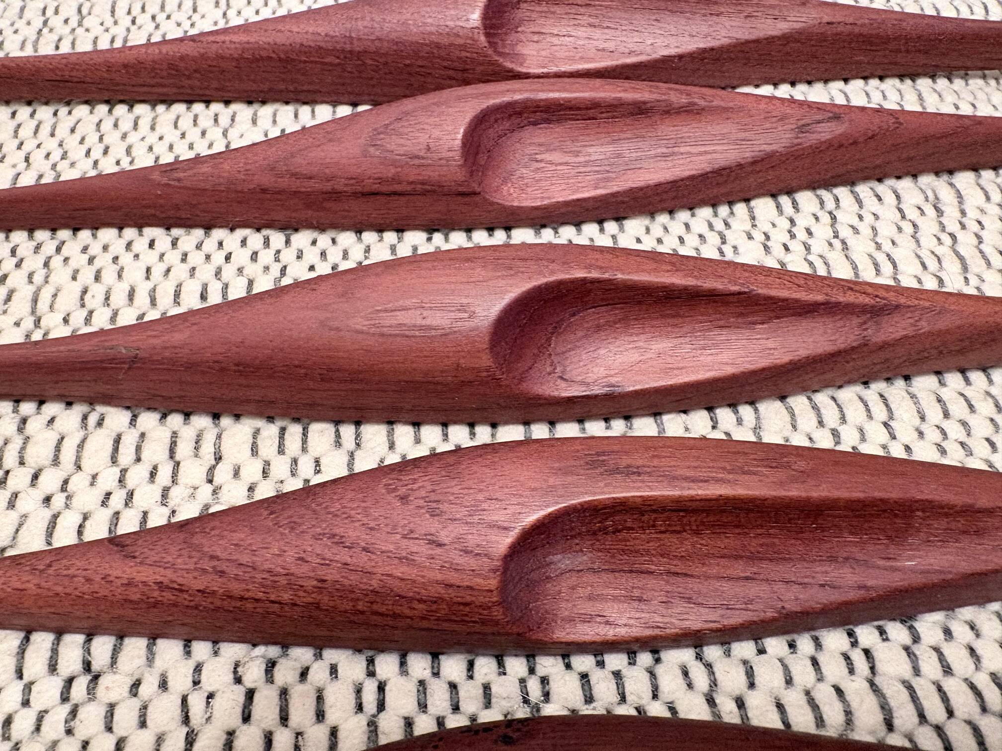 Set of five teak bird wall art, Denmark, 1960s
