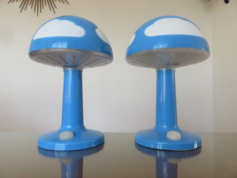 Pair of ikea skojig blue cloud lamps 90s