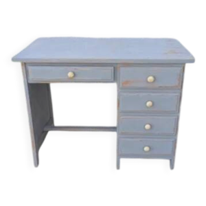 Bureau en pin patiné - gris