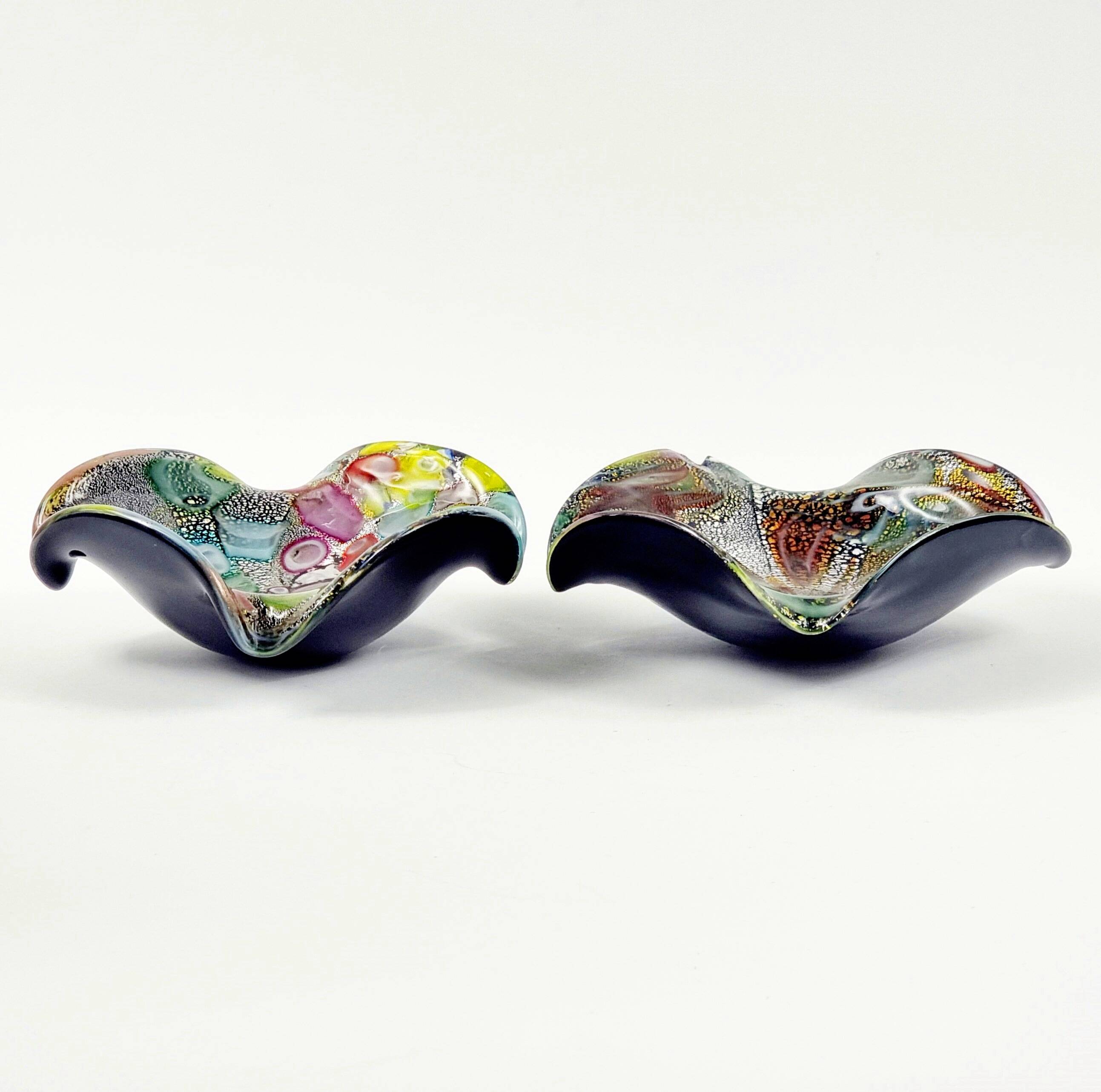 Pair of Mid Century Murano Glass Bowls by Dino Martens for AVEM (Italy, 1950s/1960s)