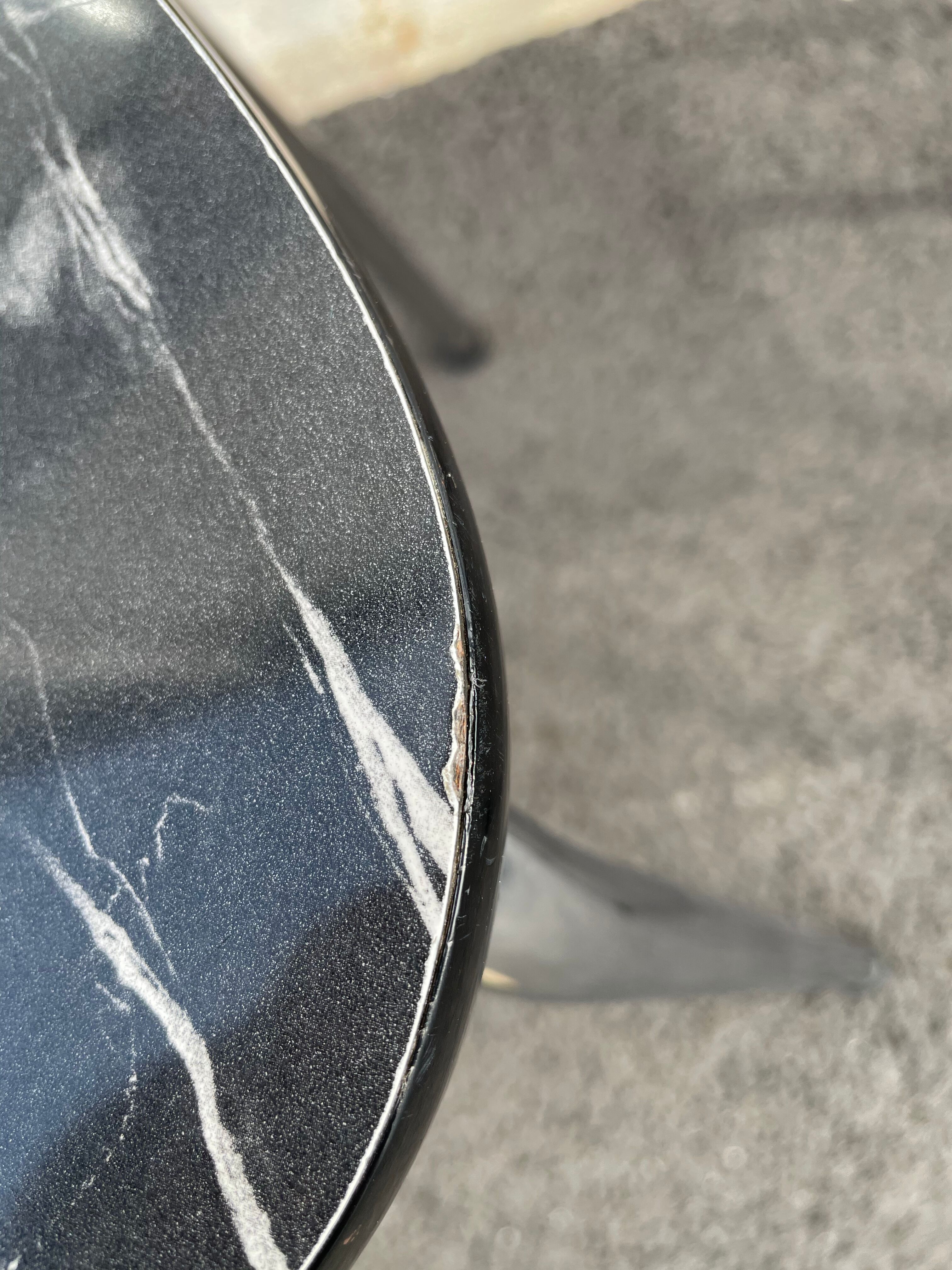 Black marbled formica chairs