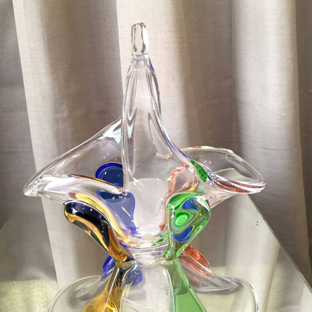 Empty basket multicolored bohemian glass pocket