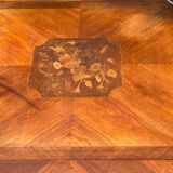 Center table decorated with marquetry of leaves and flowers in Louis XVI style, 19th century period