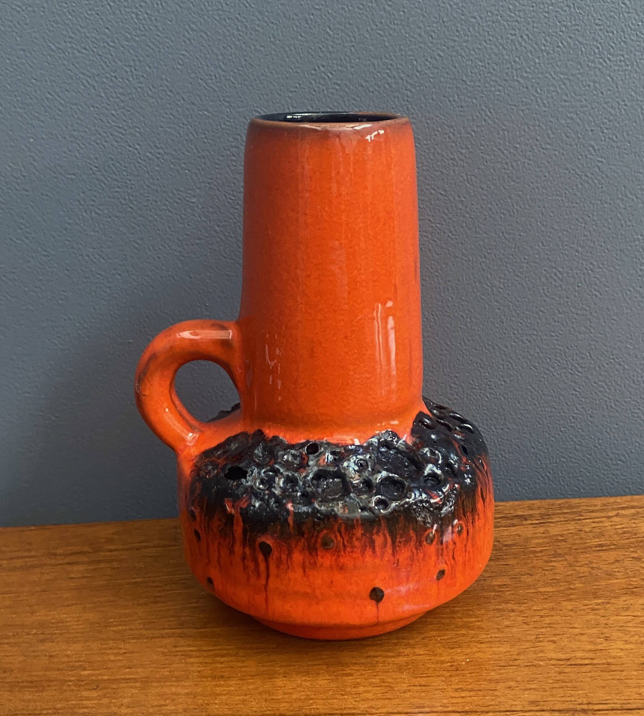 Orange Fat Lava vase by C.J Kreutz model 219 1960s West Germany Pottery