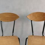 Pair of wooden and metal chairs, 1960s