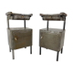 Vintage Industrial Brushed Steel Nightstands, 1920's
