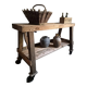 French industrial kitchen island, antique work table in chestnut and oak, circa 1900.