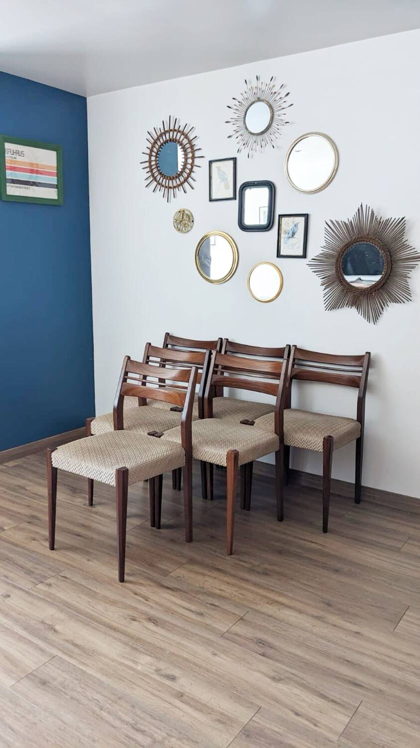 Set of 6 60's Scandinavian design chairs