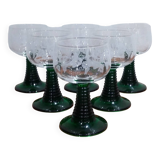 Very Nice Set of 6 Decorated Wine Glasses with Alsace Grape Clusters Roemer