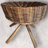 Vintage rattan ottoman stool from the 70s