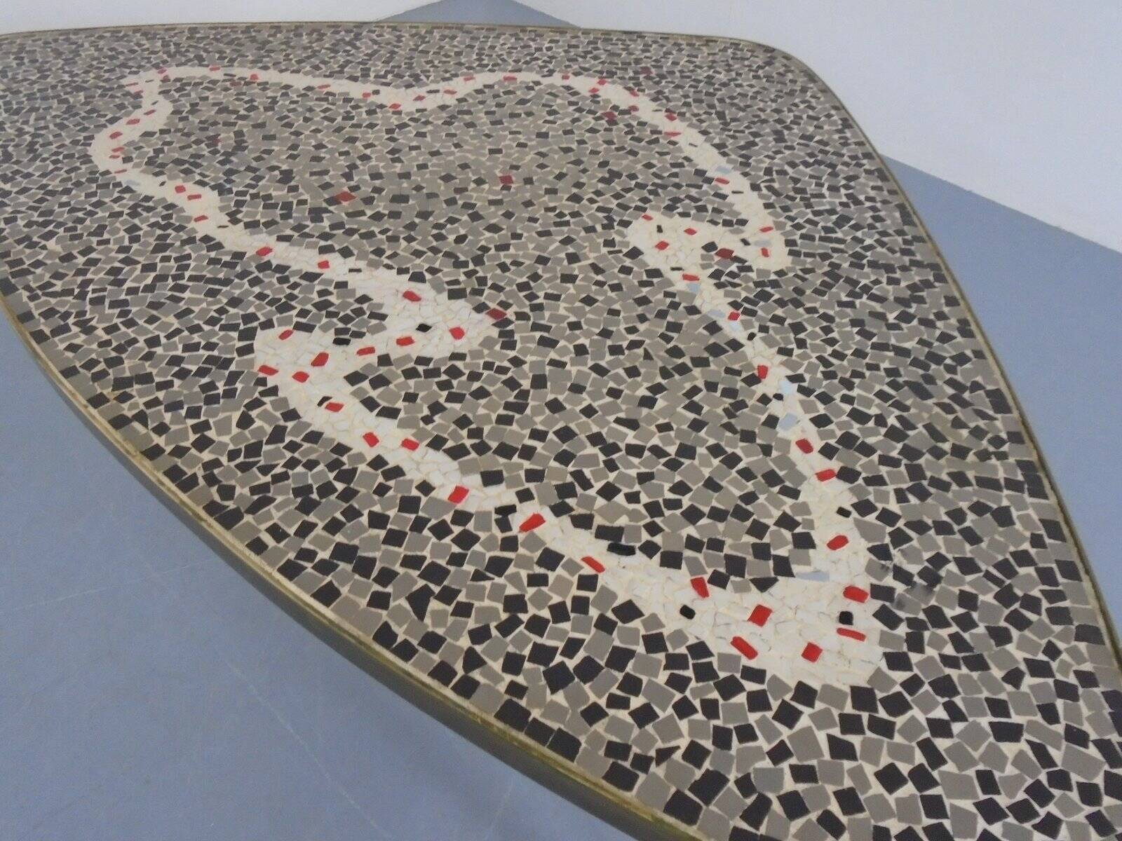 Large German Mosaic Kidney Coffee Table, 1960s