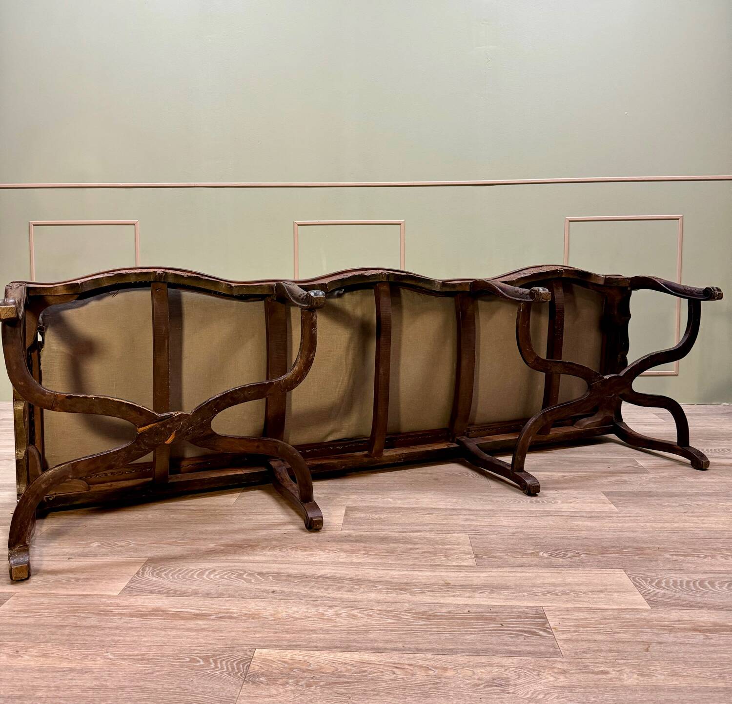 Bench Sofa In Cane Walnut From Regency Period XVIII Eme Century