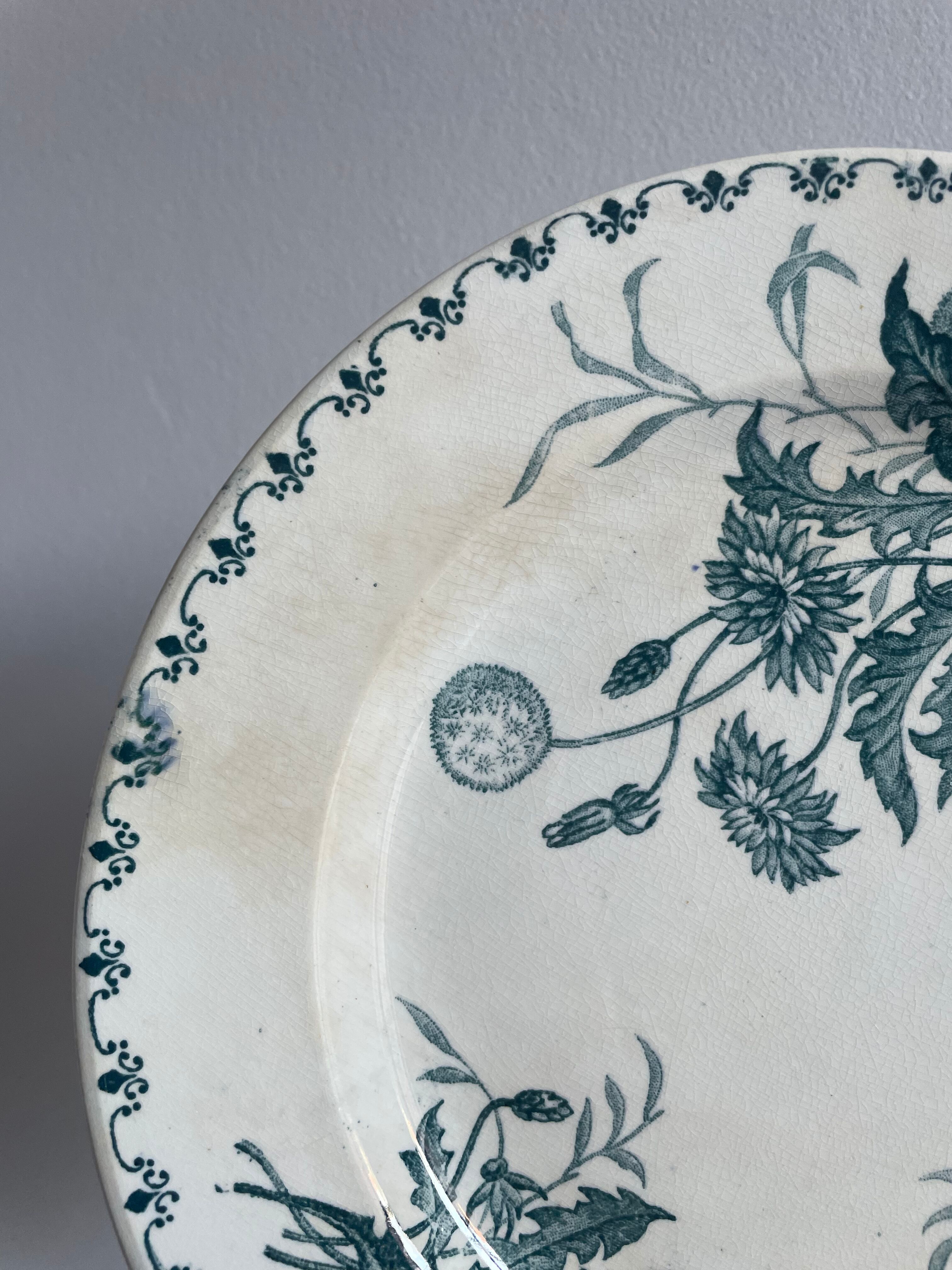 Set of 10 flat plates Terre de Fer XIXth, "Madrid"