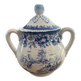 Sugar bowl in faience Toile de Jouy from Lunéville