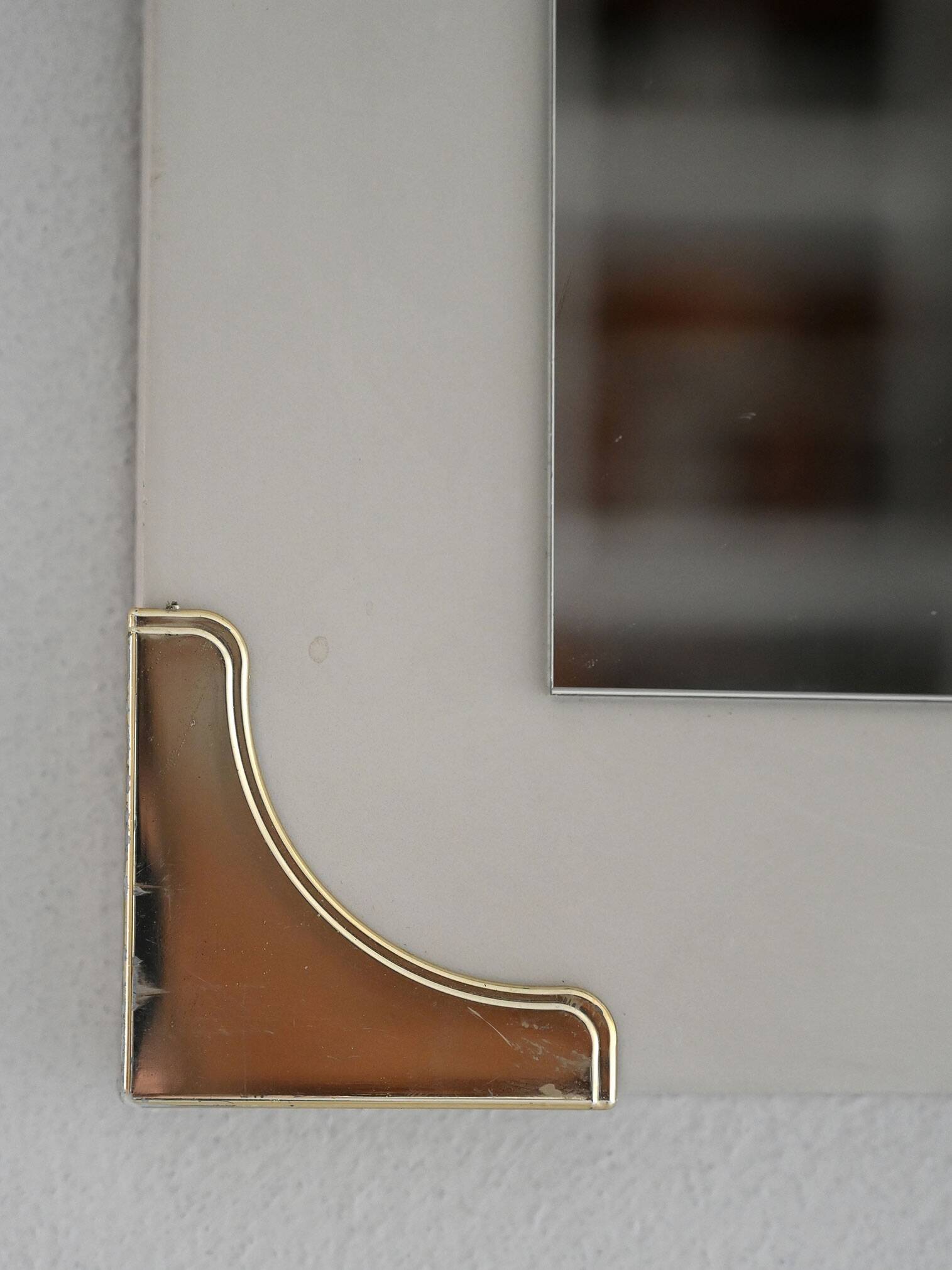 1940s/50s Scandinavian Wall Mirror with White Frame and Brass Details