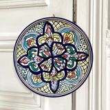 Polychrome decorative ceramic plate