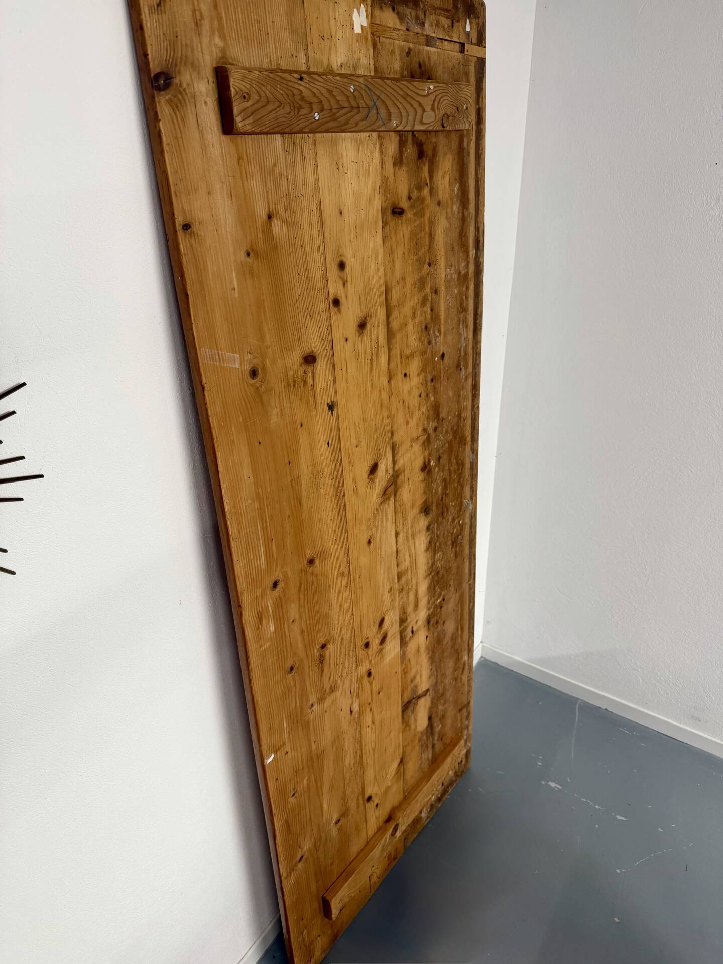 Grande table de ferme en bois avec tiroir en sapin fin 19 eme 