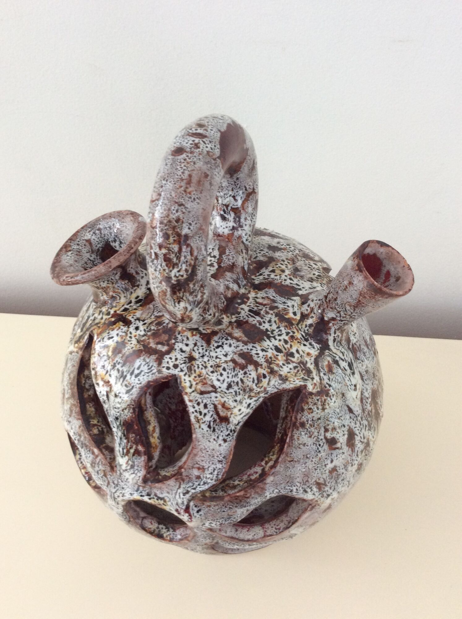 Vallauris lamp from the 60s in openwork ceramic
