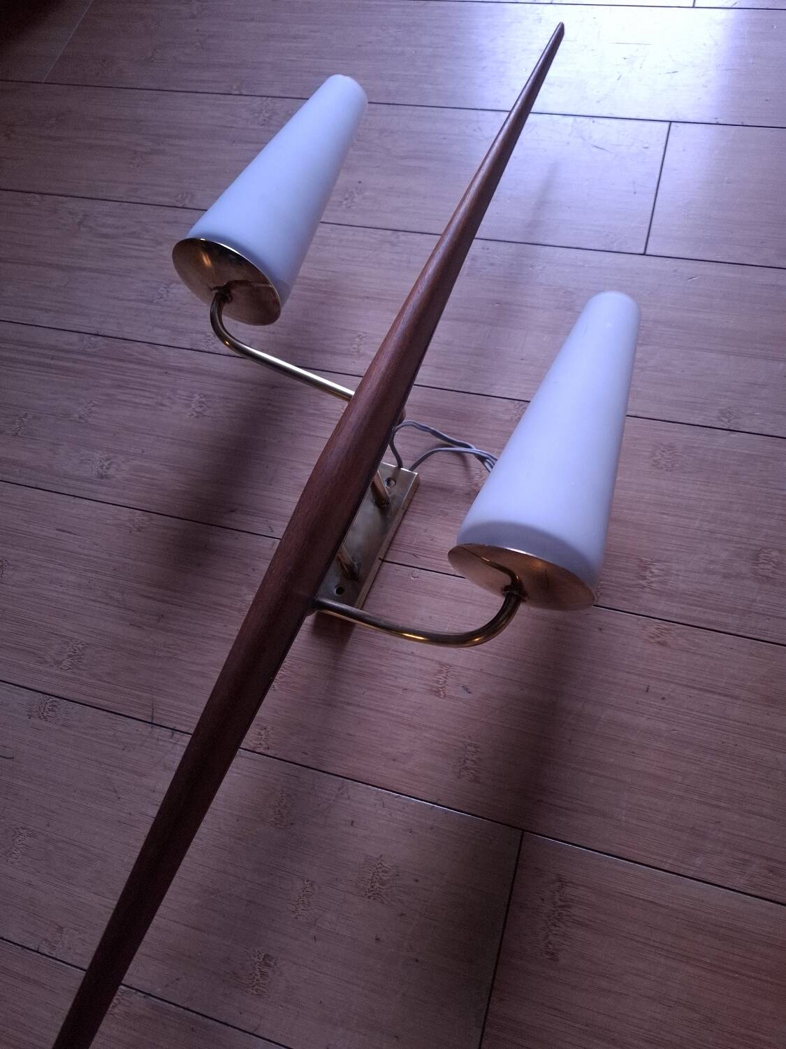 60's teak wall light from Maison Lunel