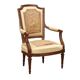 Antique beech armchair stained walnut, fabric, Italy, 19th century