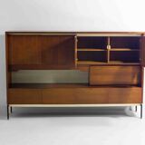 Minimalist backlit highboard in teak, Belgium 1960s