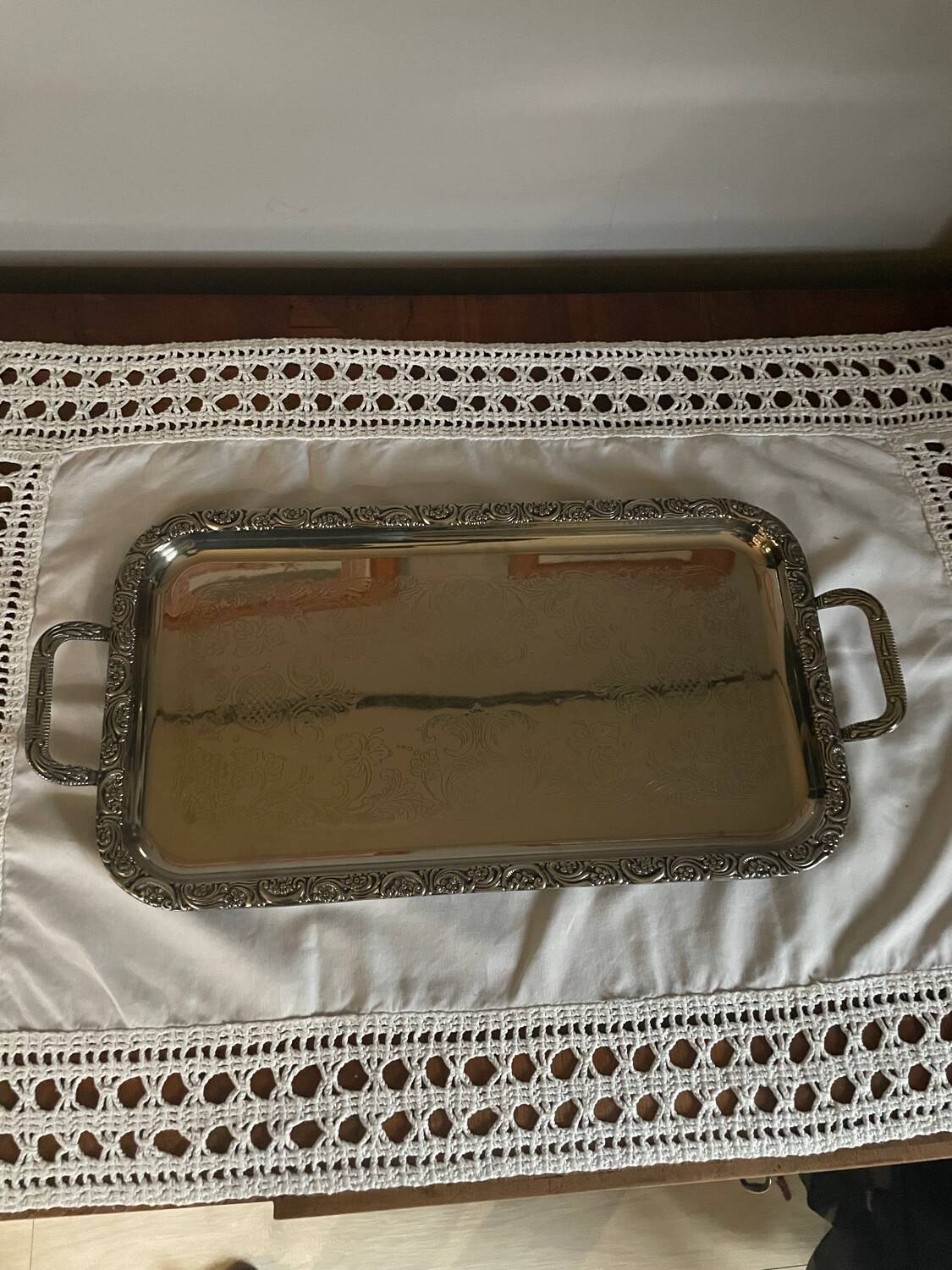 Vintage silver serving tray