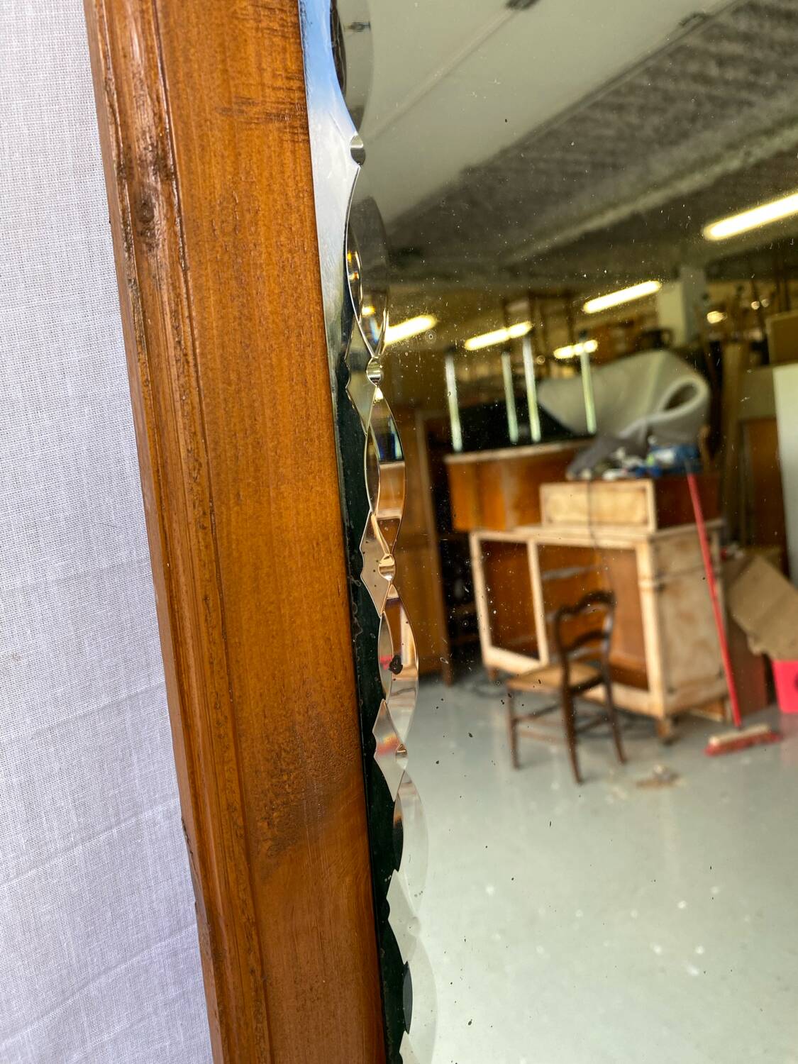 Vintage 1960s solid wood standing mirror