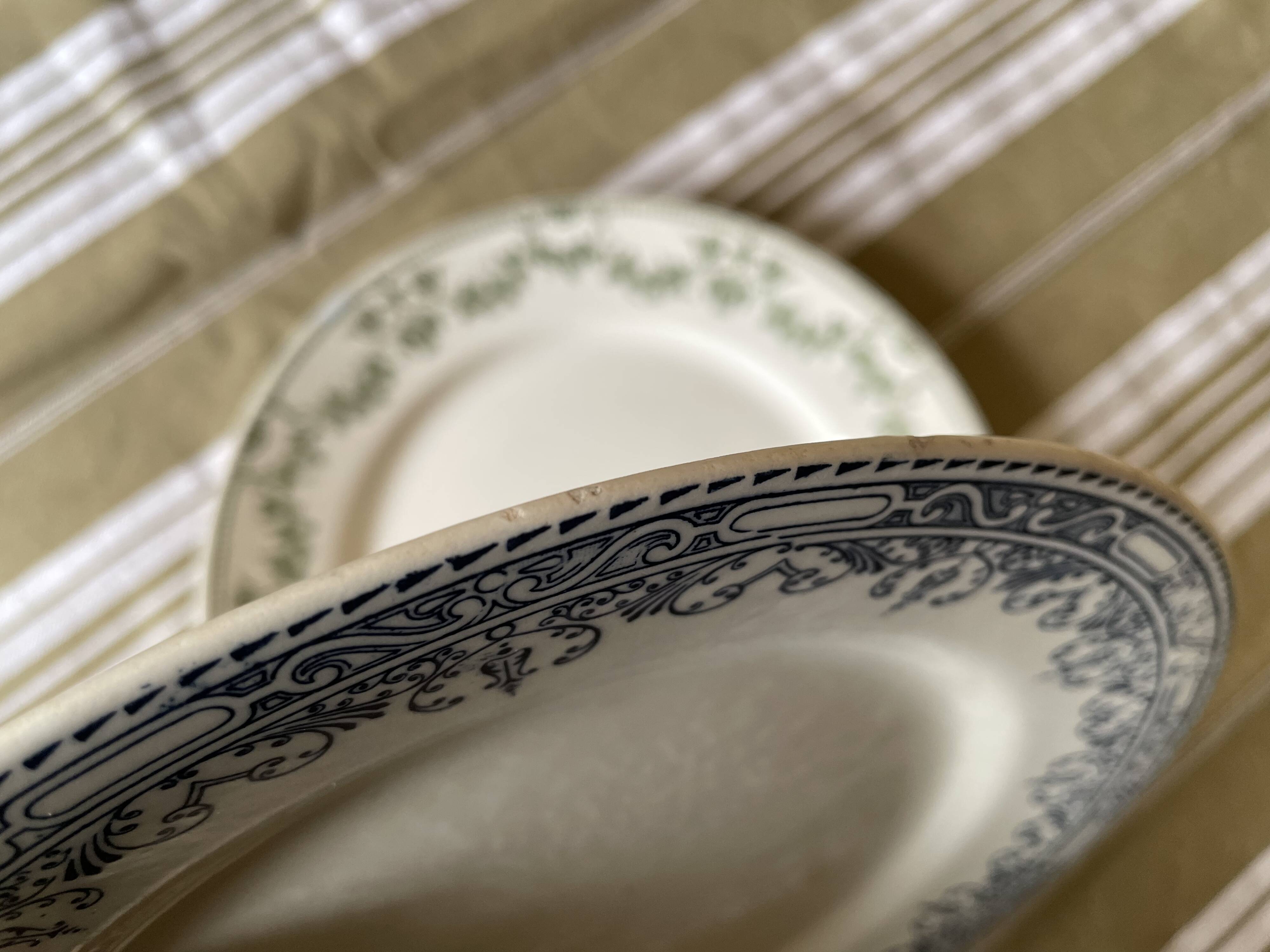 Mismatched ironstone plates