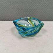 Beautiful ashtray in multicoloured glass. We guess Italy, 1980s.
