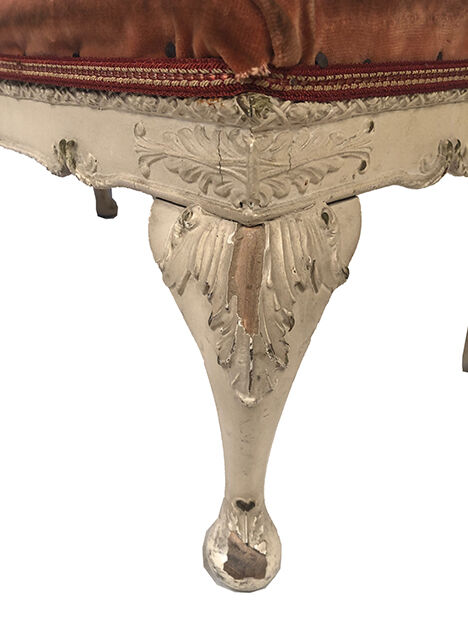 Bench in cream lacquered wood in rococo style, mid-twentieth century