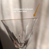 6 crystal water/wine glasses with flat ribs, vintage