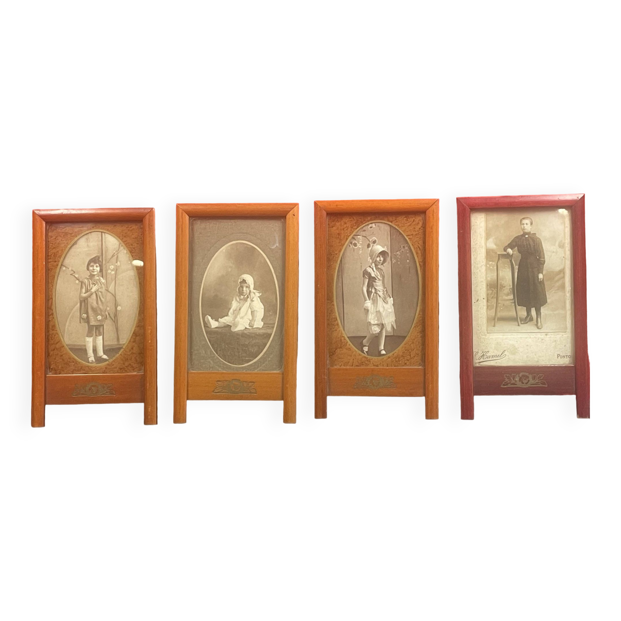 Set of 4 small wooden photo frames, standing frame