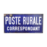 Plaque emaillee Poste Rurale Email
