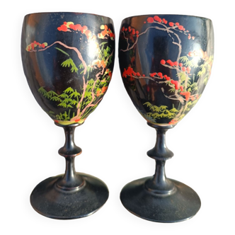 Two small glasses lacquer from Japan