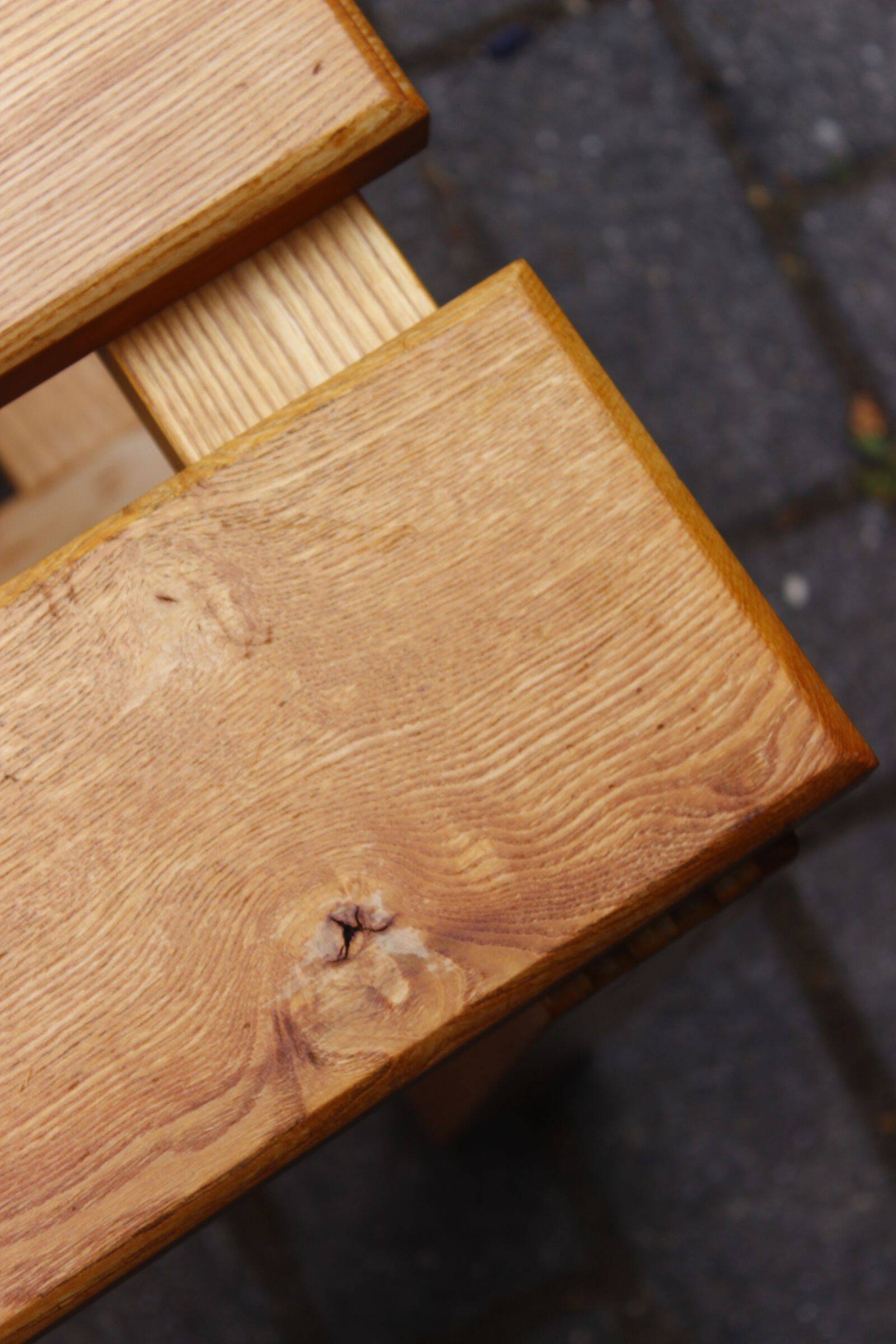 Vintage solid wood stool, modernist design 1970s