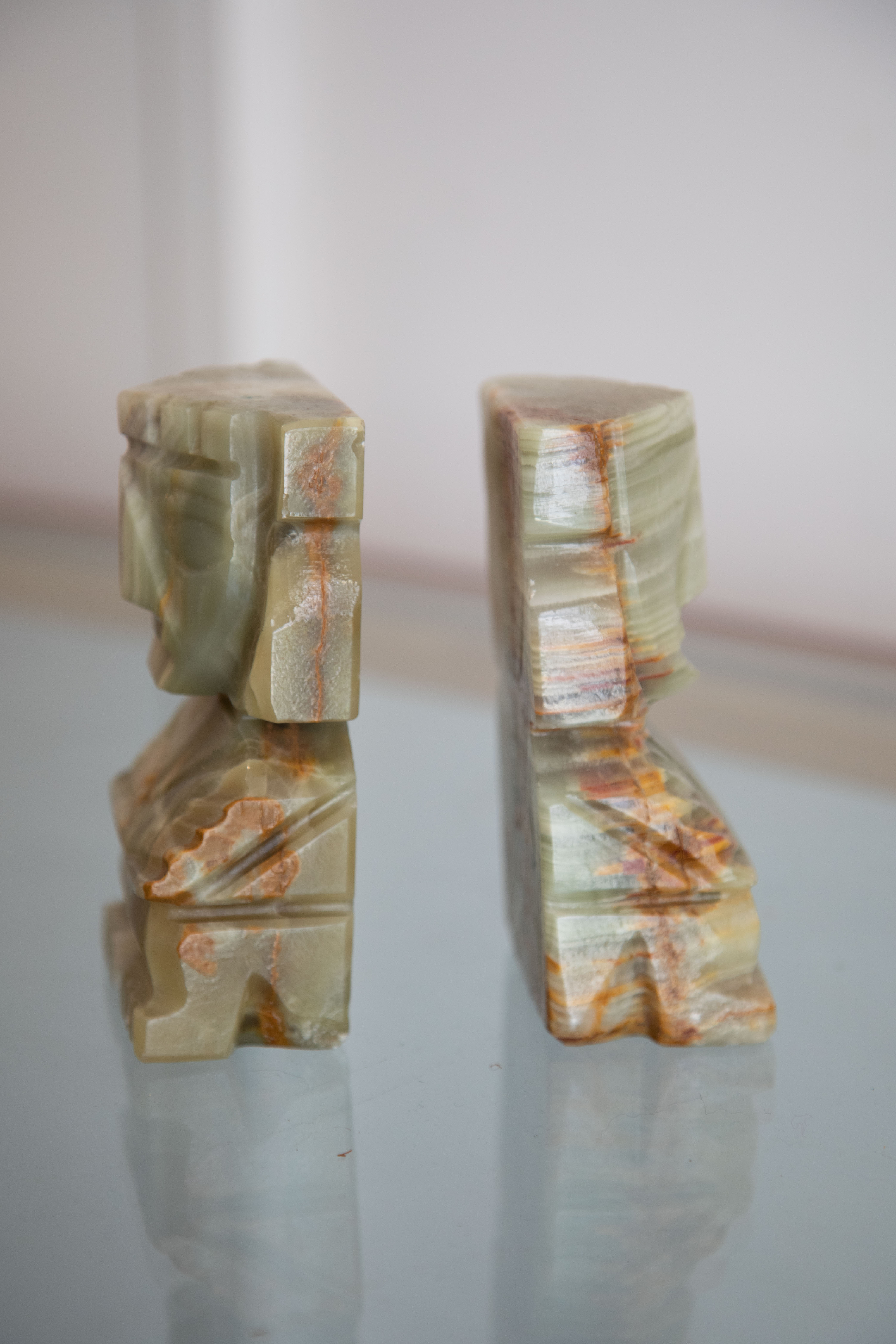 Pair of bookends onyx inca statues italy 50