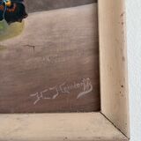 Set of vintage original flower oil paintings, flower still life pair