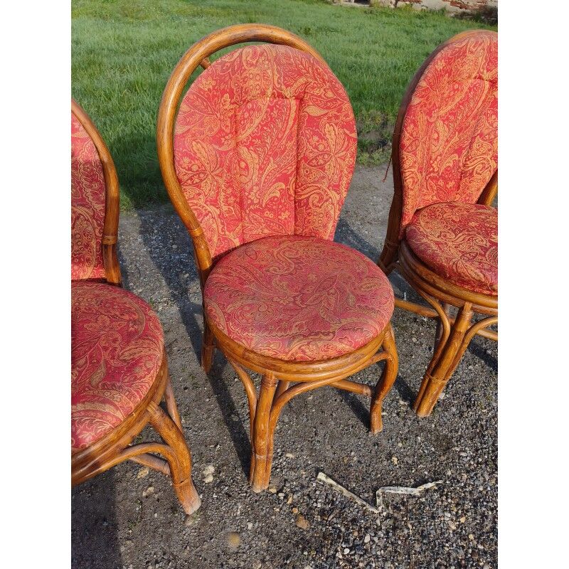 4 vintage rattan chairs