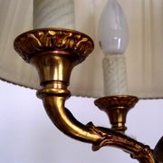 French antique empire style 4 light chandelier pleated cream fabric shade 4311