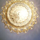 Baguette vintage en glaçure de plafondlamp, bulle reliëf space age, jaren 1970