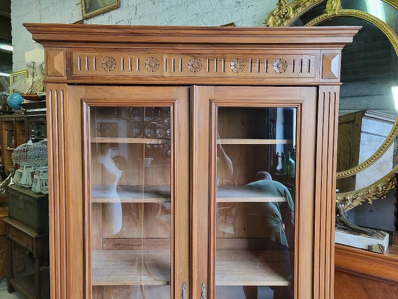 Bookcase showcase 2 doors 1900 in blond walnut