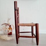 Mini wooden and straw chair - brutalist look