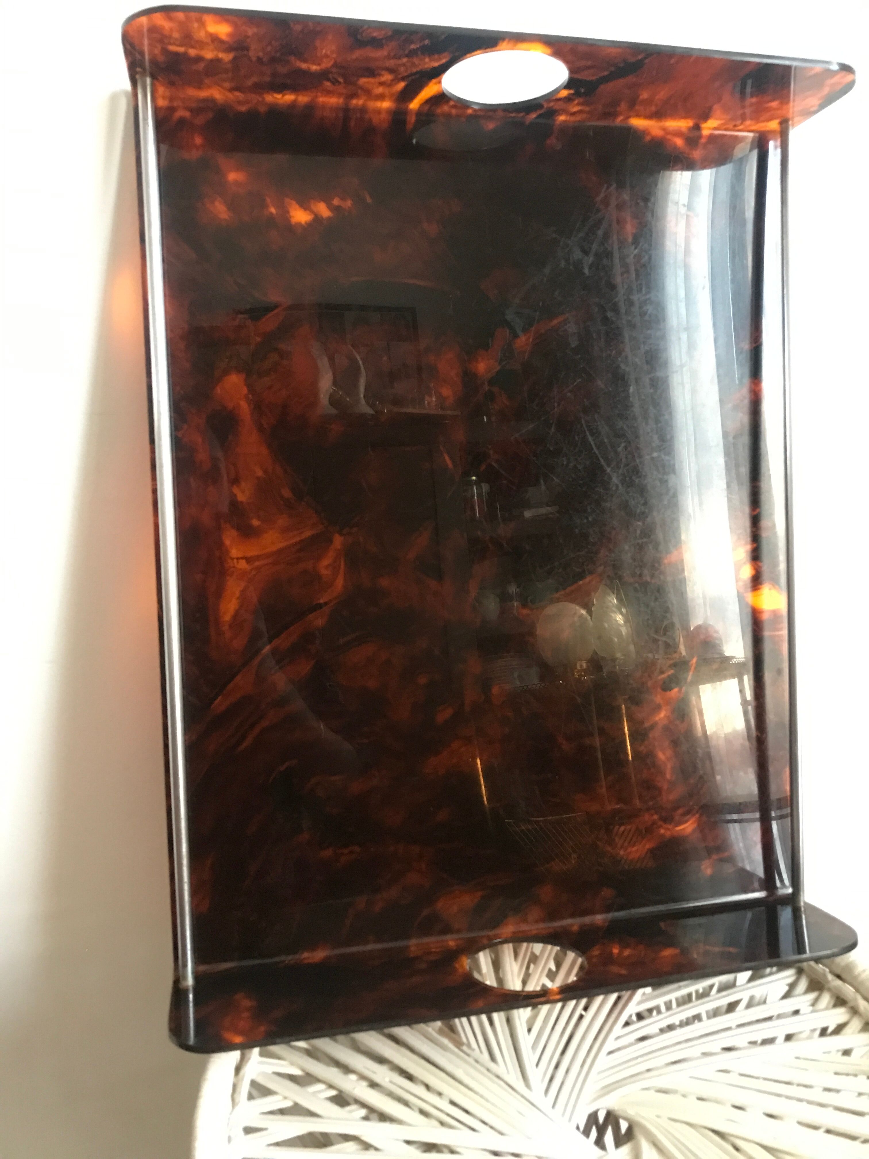 Tray in lucite tortoiseshell way circa 1970