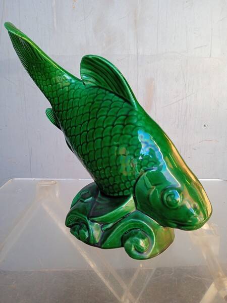 Saint Clement fish in green vintage ceramic