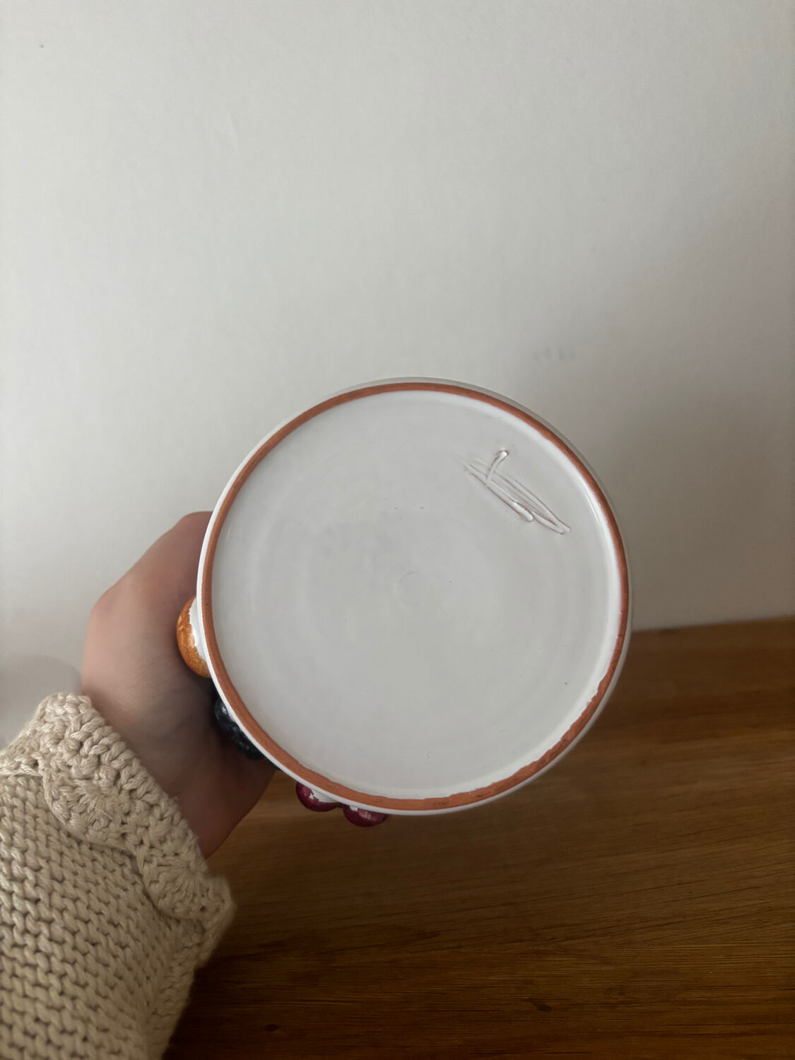 Water butter dish with raised fruits
